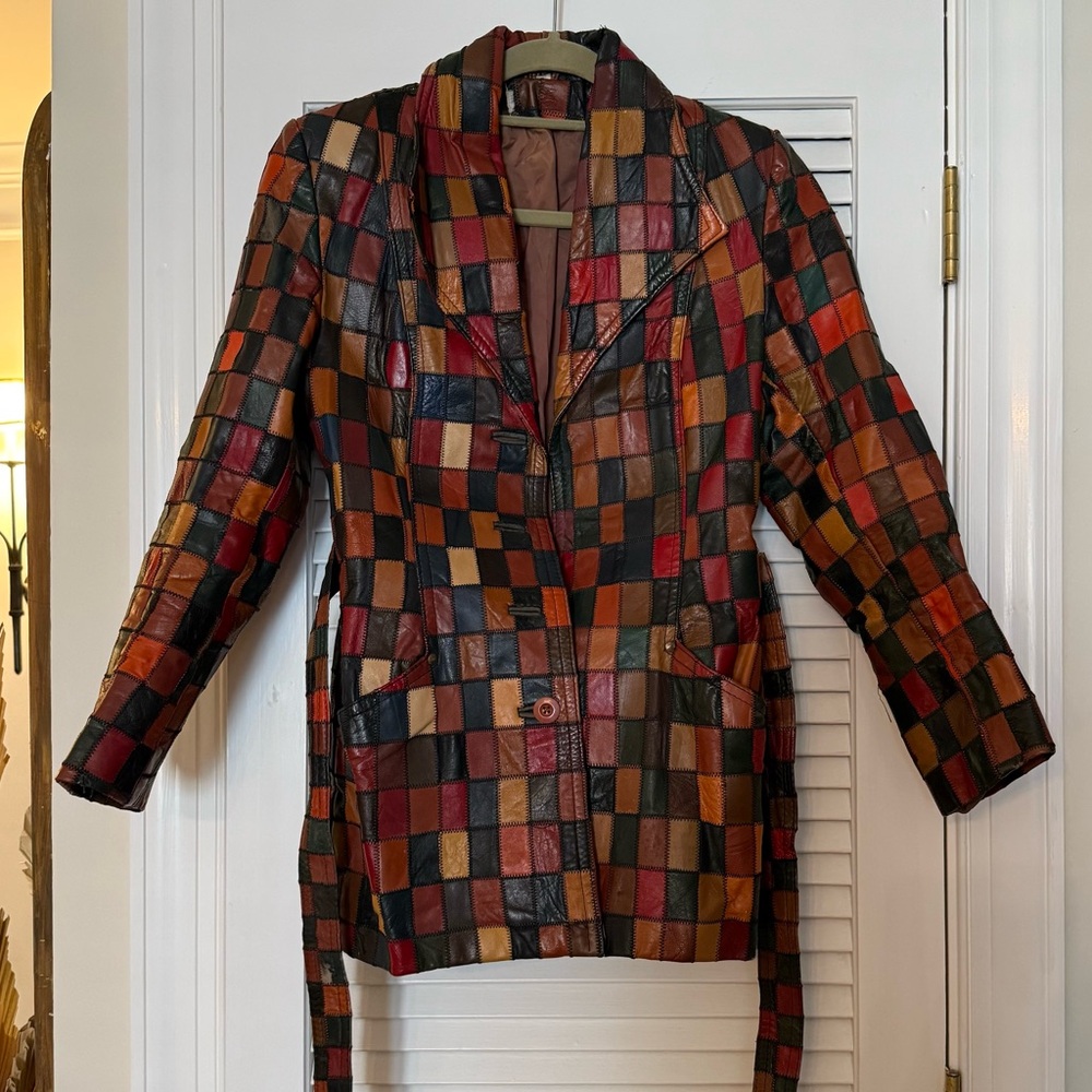 Leather Multicolor Patchwork Women's Jacket - image 1